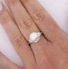 9.5mm South Sea White Pearl and Baguette Diamond Ring in Platinum