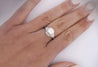 9.5mm South Sea White Pearl and Baguette Diamond Ring in Platinum