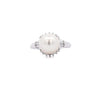 9.5mm South Sea White Pearl and Baguette Diamond Ring in Platinum