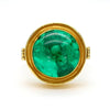 AGL Cert. 10ct Colombian Emerald Cabochon Bezel Gold Egyptian Revival Ring