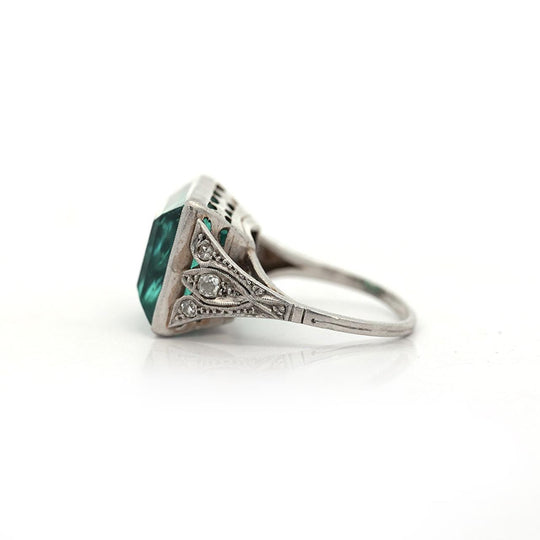 AGL Cert. 12 Carat Colombian Emerald Art Deco Antique Platinum Ring