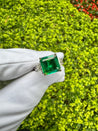 AGL Cert. 2.44 Carat No Oil Colombian Emerald & Trapezoid Diamond Ring-Rings-ASSAY