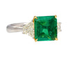 AGL Cert. 2.44 Carat No Oil Colombian Emerald & Trapezoid Diamond Ring