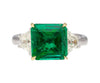 AGL Cert. 2.44 Carat No Oil Colombian Emerald & Trapezoid Diamond Ring