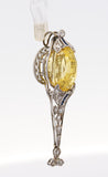 AGL Cert. Antique 20 Carat No Heat Ceylon Yellow Sapphire Art Deco Filigree Pendant