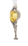 AGL Cert. Antique 20 Carat No Heat Ceylon Yellow Sapphire Art Deco Filigree Pendant