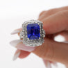 AGL Certified 10.10 Carat No Heat Ceylon Cornflower Blue Sapphire & Diamond Ring