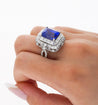 AGL Certified 10.10 Carat No Heat Ceylon Cornflower Blue Sapphire & Diamond Ring