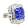 AGL Certified 10.10 Carat No Heat Ceylon Cornflower Blue Sapphire & Diamond Ring