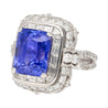 AGL Certified 10.10 Carat No Heat Ceylon Cornflower Blue Sapphire & Diamond Ring