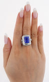 AGL Certified 10.10ct No Heat Ceylon Blue Sapphire Diamond Ring