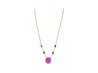 AGL Certified 10.26 Carat Cushion Cut Pink Sapphire, Ruby, & Diamond Necklace