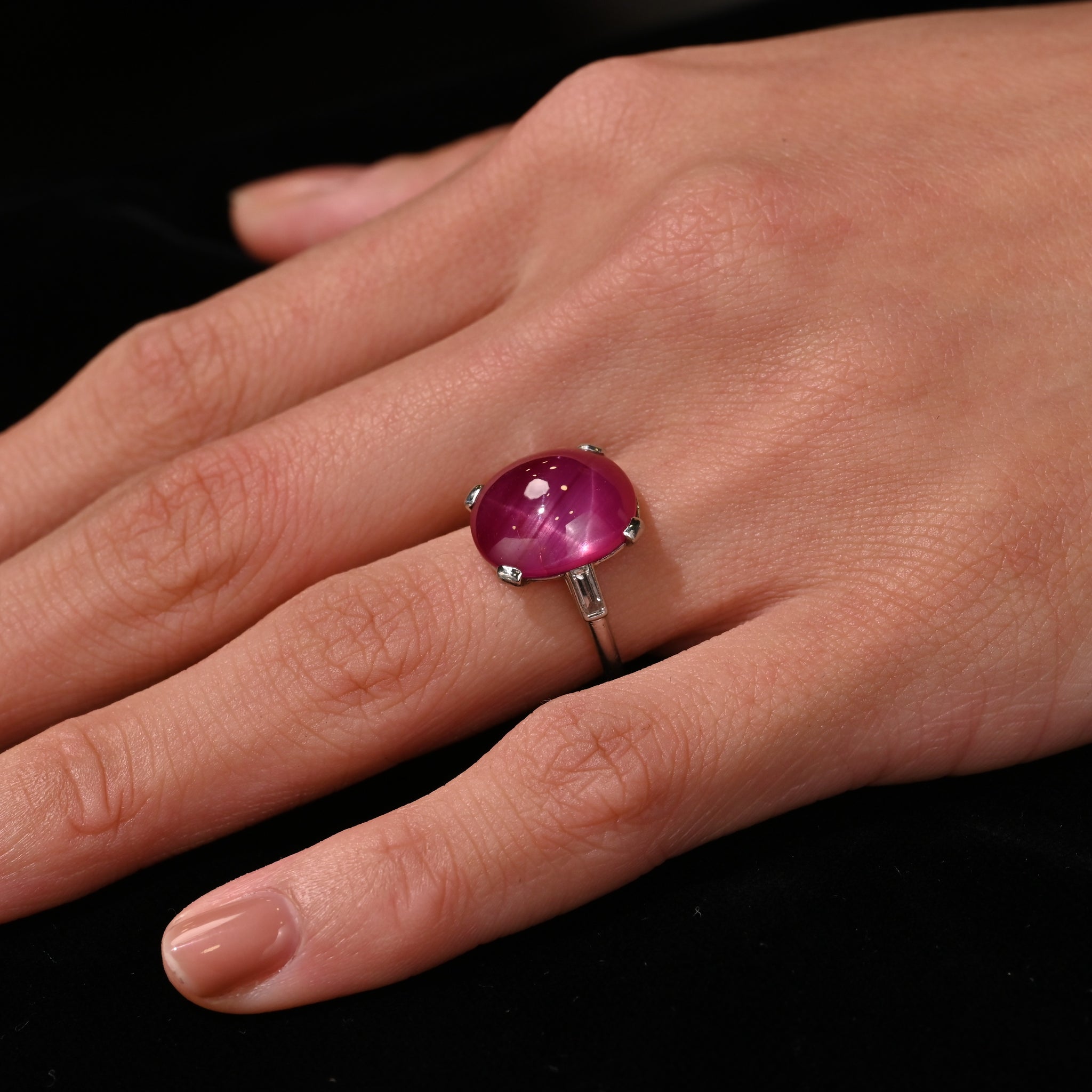 Star Ruby Antique Cabochon Ruby Ring Star Ruby 18ct Gold Ring