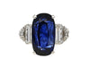 AGL Certified 13.81 Carat Ceylon No Heat Blue Sapphire Platinum Vintage Ring