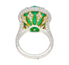 AGL Certified 15 Carat Round Cut Colombian Emerald and Diamond Halo Ring-Rings-ASSAY