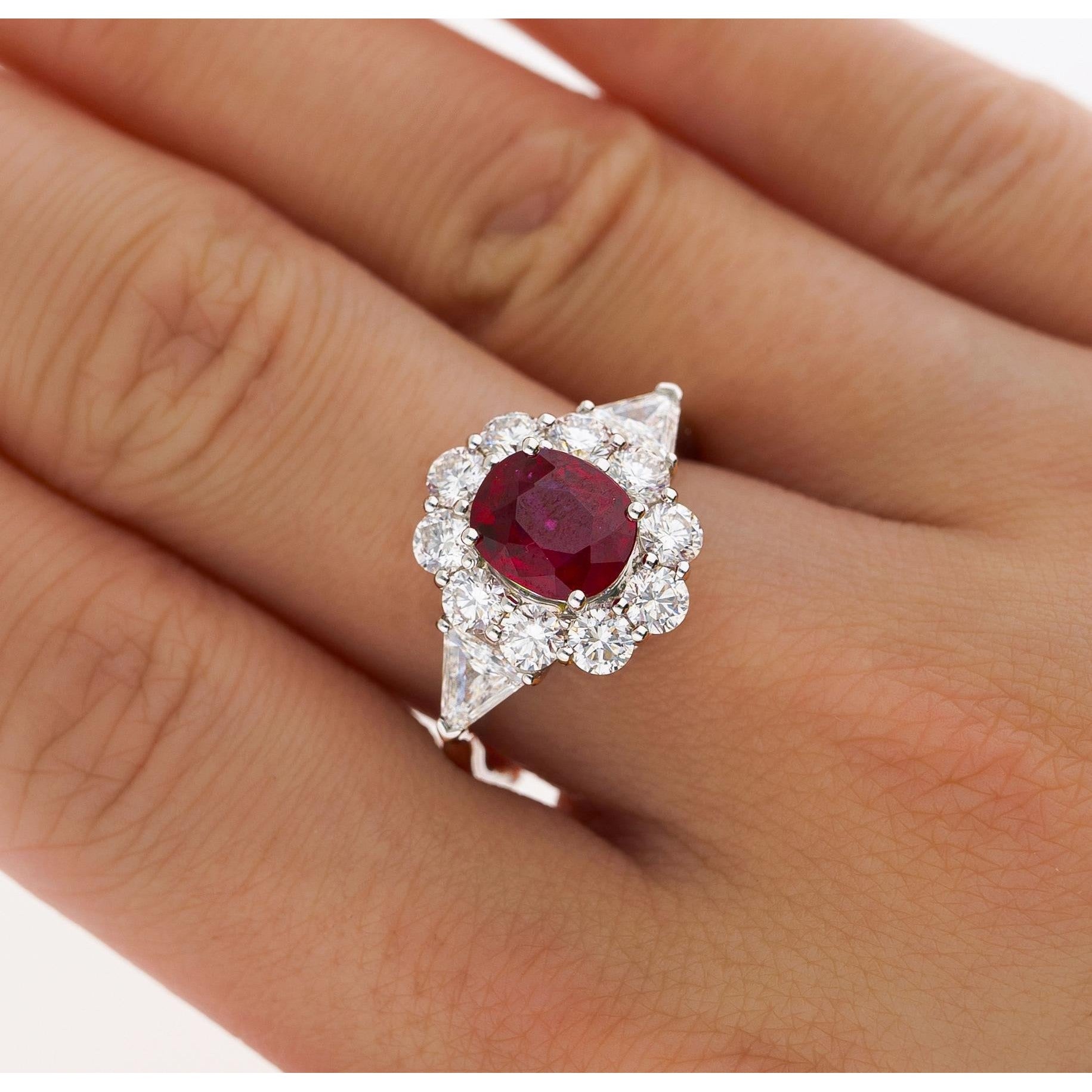 AGL Certified 1.76 Carat Pigeon's Blood Red No Heat CLASSIC Burma Ruby Ring