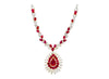 AGL Certified 22 Carat Pear Cut Burma Ruby and Diamond Chandelier Necklace