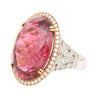 AGL Certified 28.29 Carat No Heat Purplish Pink Tourmaline & Round Diamond 18K White Gold Ring-Semi Precious Jewelry-ASSAY