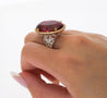 AGL Certified 28.29 Carat No Heat Purplish Pink Tourmaline & Diamond Ring