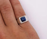 AGL Certified 3.5 Carat No Heat Blue Sapphire Platinum Mens Ring