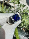 AGL Certified 3.5 Carat No Heat Blue Sapphire Platinum Mens Ring