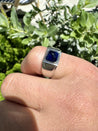 AGL Certified 3.5 Carat No Heat Blue Sapphire Platinum Mens Ring