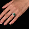 AGL Certified 3.52ct Cushion Colombian Emerald Half Moon Diamond Ring