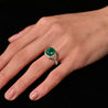 AGL Certified 3.52ct Cushion Colombian Emerald Half Moon Diamond Ring