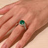AGL Certified 3.52ct Cushion Colombian Emerald Half Moon Diamond Ring