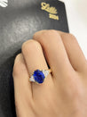 AGL Certified 4.49 Carat Burma No Heat Blue Sapphire and Diamond 3 Stone Ring