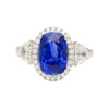 AGL Certified 4.49 Carat No Heat Burma Sapphire & Half Moon Diamond Ring