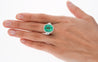 AGL Certified 7.36 Carat No Oil Cushion-Cut Colombian Emerald & Half Moon Cut Diamonds Ring