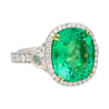 AGL Certified 7.36 Carat No Oil Cushion-Cut Colombian Emerald Ring With Half Moon Cut Diamonds in 18K Gold-Rings-ASSAY