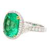 AGL Certified 7.36 Carat No Oil Cushion-Cut Colombian Emerald Ring With Half Moon Cut Diamonds in 18K Gold-Rings-ASSAY