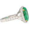 AGL Certified 7.36 Carat No Oil Cushion-Cut Colombian Emerald Ring With Half Moon Cut Diamonds in 18K Gold-Rings-ASSAY