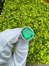 AGL Certified 7.36 Carat No Oil Cushion-Cut Colombian Emerald & Half Moon Cut Diamonds Ring