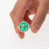 AGL Certified 7.36 Carat No Oil Cushion-Cut Colombian Emerald & Half Moon Cut Diamonds Ring-Rings-ASSAY