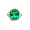 AGL Certified 7.36 Carat No Oil Cushion-Cut Colombian Emerald Ring With Half Moon Cut Diamonds in 18K Gold-Rings-ASSAY