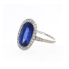 AGL Certified 7.76 Carat No Heat Burma Oval Blue Sapphire Vintage Edwardian Ring in Platinum-Rings-ASSAY