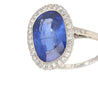 AGL Certified 7.76 Carat No Heat Burma Oval Blue Sapphire Vintage Edwardian Ring in Platinum-Rings-ASSAY