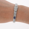 Antique Art Deco Platinum Filigree Blue Sapphire & Diamond Bracelet-Bracelets-ASSAY