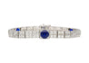 Antique Art Deco Platinum Filigree Blue Sapphire & Diamond Bracelet