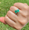 Antique Art Deco Two Stone Natural Emerald Platinum Ring - ASSAY