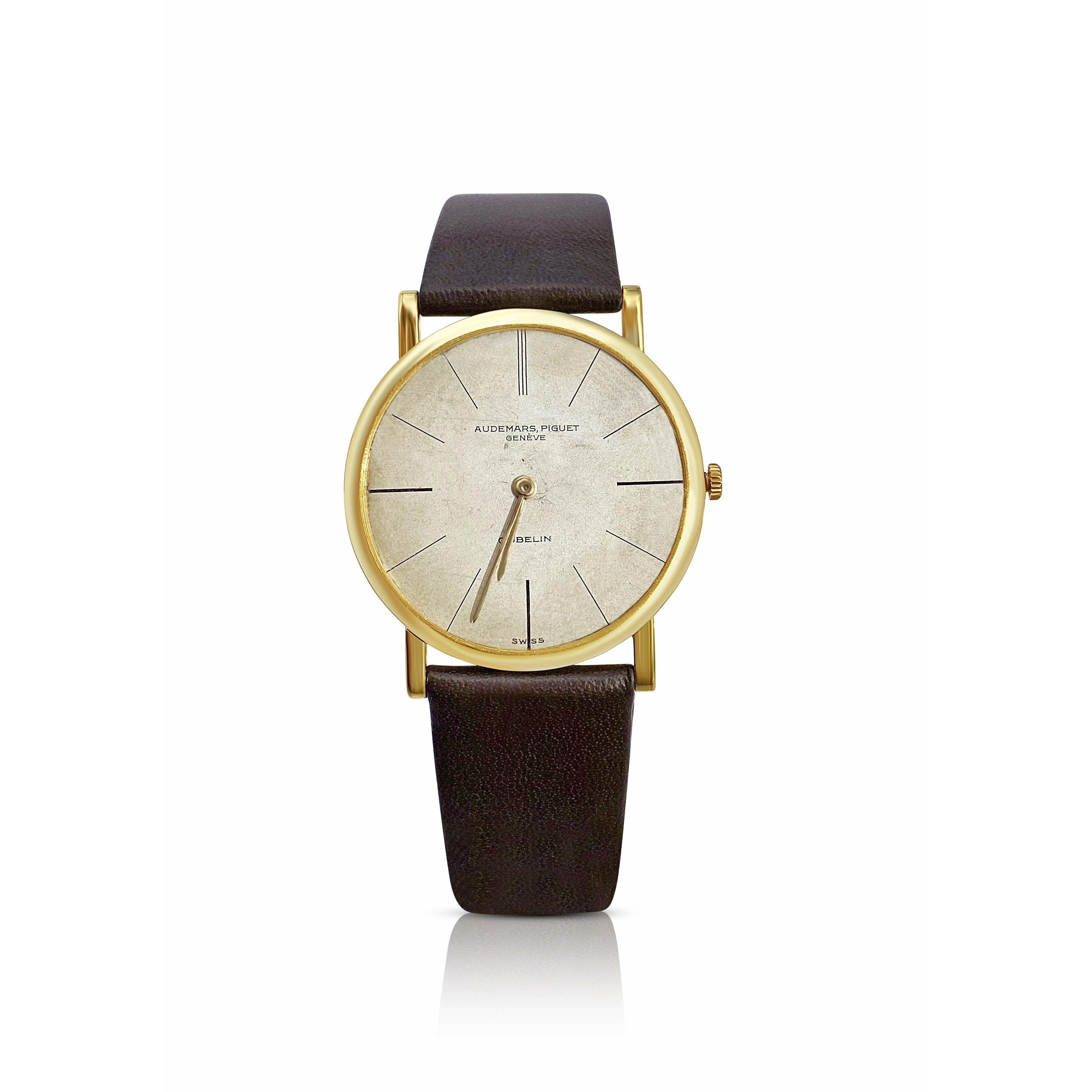 Antique Audemars Piguet Watch in 18k Yellow gold with calfskin Leather Strap-watch-ASSAY