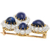 Antique GIA Certified 6 Carat Cabochon-Cut Sapphire and Diamond Floral Brooch