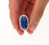 Antique Old Mine 11.3 Carat No Heat Burma Blue Sapphire & Diamond Halo Ring in Platinum-Rings-ASSAY