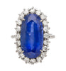 Antiker Old Mine 11,3 Karat No Heat Burma Blauer Saphir & Diamant Halo Ring in Platin