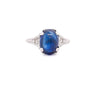 Antique Platinum 5.50 Carat Cabochon-Cut Ceylon Sapphire & Diamond Ring