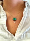 Antique Victorian Colombian Emerald, Pearl, & Old Mine Diamond Pendant Circa 1880