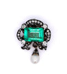 Antique Victorian Colombian Emerald, Pearl, & Old Mine Diamond Pendant Circa 1880